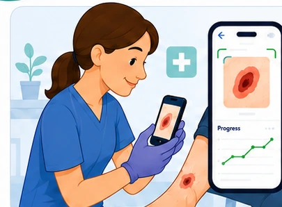Clinician reviewing a Healing Process dashboard